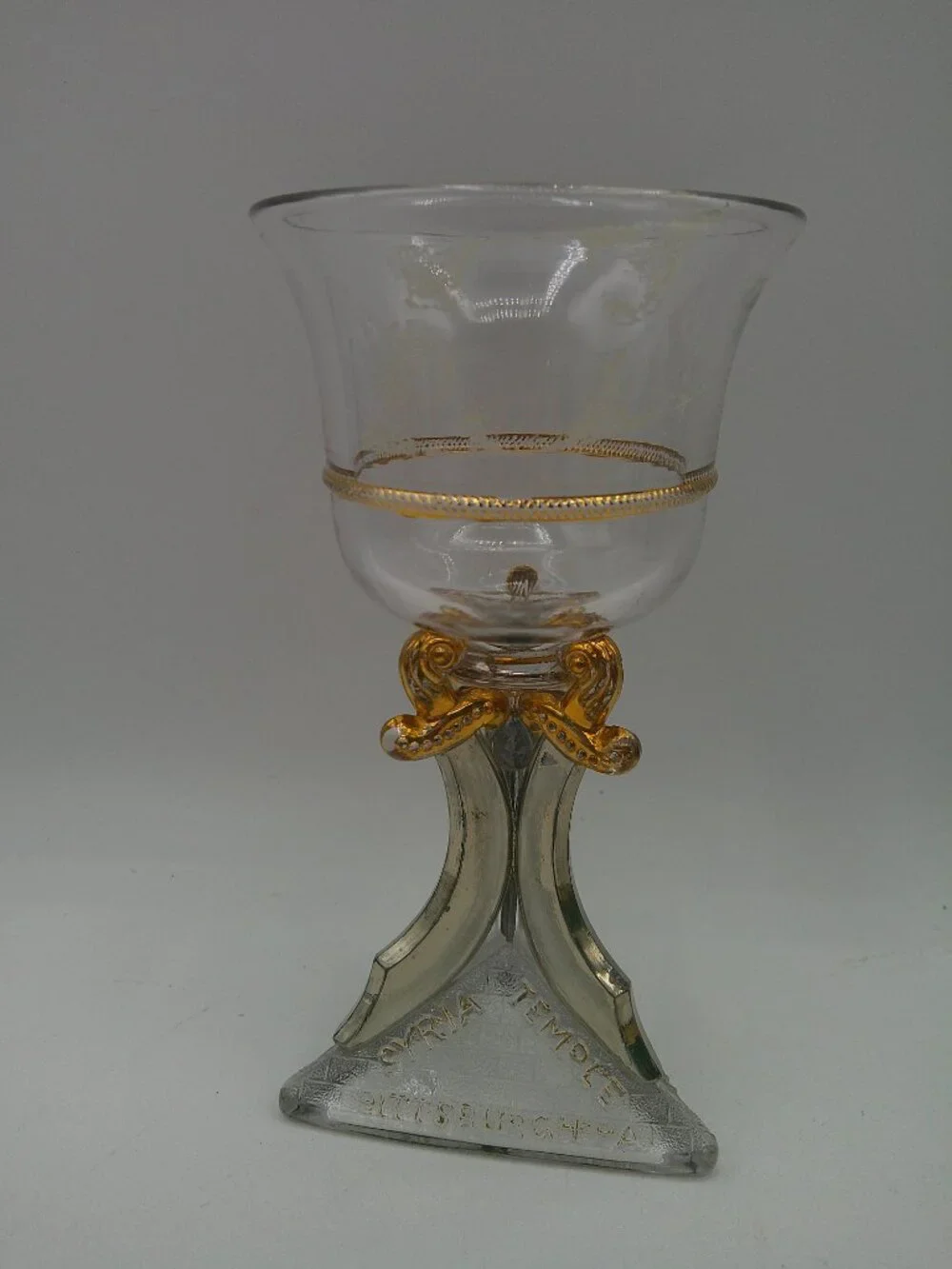 Antique 1900 Masonic Shriner Souvenir Goblet WashingtonDC Syria Temple Gold Gilt